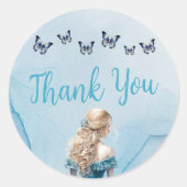 Sticker Rond Bleu Beurre d'or Princesse Quinceañera (Devant)