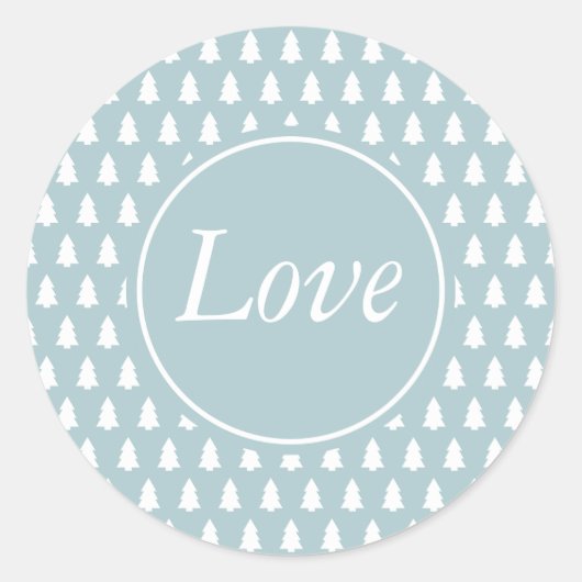 Sticker Rond Bleu blanc amour sapin de Noël Motif (Devant)