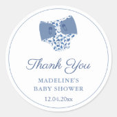 Sticker Rond Bleu Blanc Chinoiserie Baby shower de couche Favor (Devant)