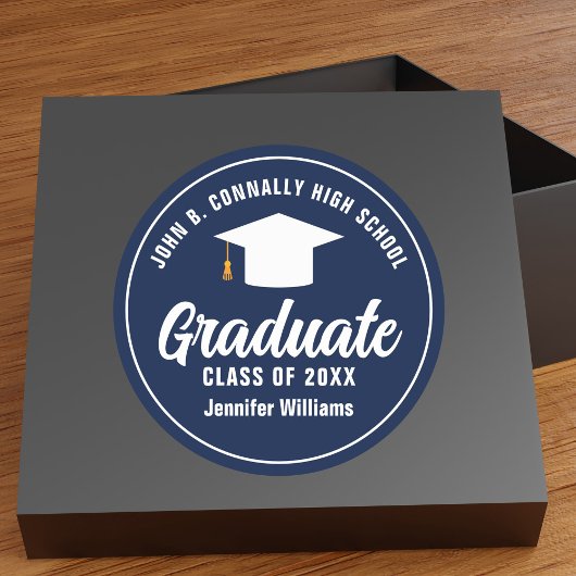 Sticker Rond Bleu blanc de la Marine Graduate sur mesure