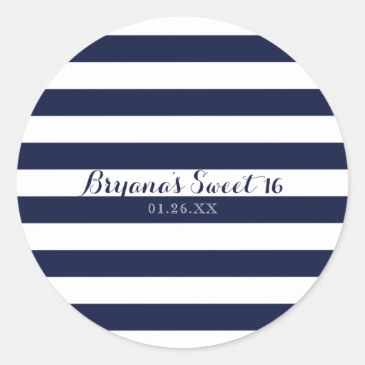 Sticker Rond Bleu & Blanc Grandes Grandes Modernes Gratées Pers (Devant)