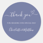 Sticker Rond Bleu blanc merci coeur mariage (Devant)