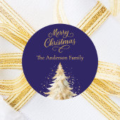 Sticker Rond Bleu blanc neige Noël