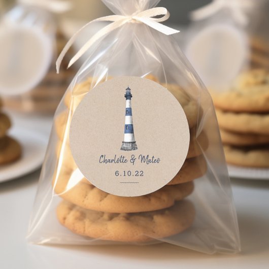 Sticker Rond Bleu Blanc Phare Mariage Kraft