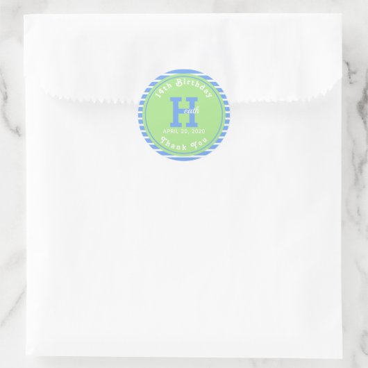 Sticker Rond Bleu ⎮ blanc vert (Sac)