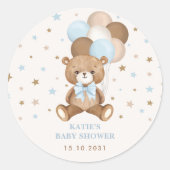 Sticker Rond Bleu bleu Brown Teddy Bear Balloons (Devant)