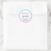 Sticker Rond Bleu bleu clair violet Merci Baby shower (Sac)