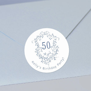 Sticker Rond Bleu bleu classique Crest 50e anniversaire