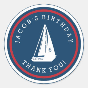 Sticker Rond Bleu Bleu Marine Marine Nautique Anniversaire