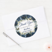 Sticker Rond Bleu bleu marine Rose papillons Favoriser (Enveloppe)