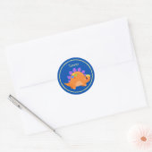 Sticker Rond Bleu Bleu Orange Bébé Dinosaur (Enveloppe)