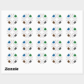Sticker Rond Bleu bleu vert brun gris (Feuille)