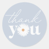 Sticker Rond Bleu Boho Daisy Merci fête d'anniversaire (Devant)