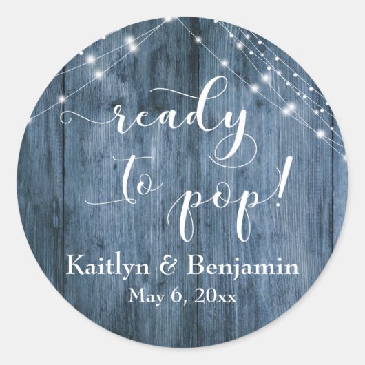 Sticker Rond Bleu Bois & Chaînes Légères Prêt à Pop! (Devant)