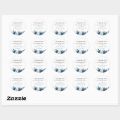Sticker Rond Bleu Botanique Floral Mariage Favoriser (Feuille)