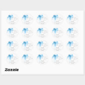 Sticker Rond Bleu Bow Coquette Script Sweet 16 Merci (Feuille)