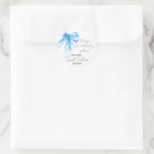 Sticker Rond Bleu Bow Coquette Script Sweet 16 Merci (Sac)