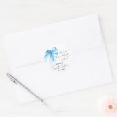 Sticker Rond Bleu Bow Coquette Script Sweet 16 Merci (Enveloppe)