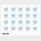 Sticker Rond Bleu Bow Simple Bride Ou Baby shower (Feuille)