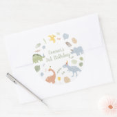 Sticker Rond Bleu Boy Boho Dinosaur Anniversaire (Enveloppe)