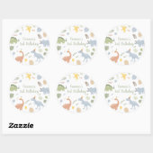 Sticker Rond Bleu Boy Boho Dinosaur Anniversaire (Feuille)