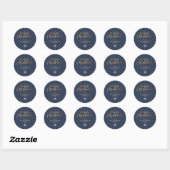 Sticker Rond Bleu Buffle Plaid Or Neige Noël (Feuille)