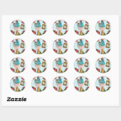 Sticker Rond Bleu Cakes et Rose Tea pour Marie Antoinette (Feuille)