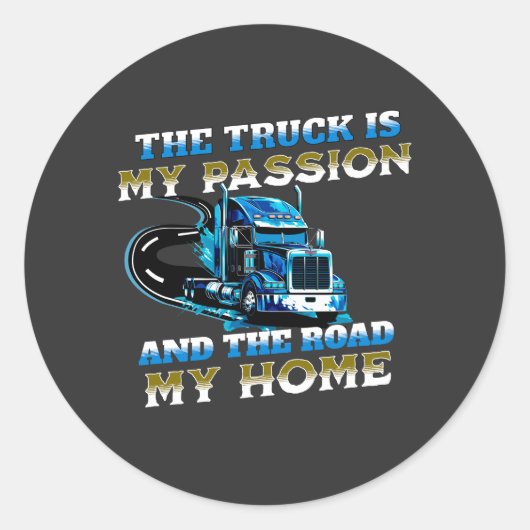 Sticker Rond Bleu Camion Speed Road Passion Home Conception du  (Devant)