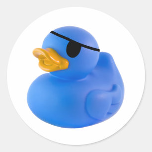 Sticker Rond Bleu canard en caoutchouc pirate
