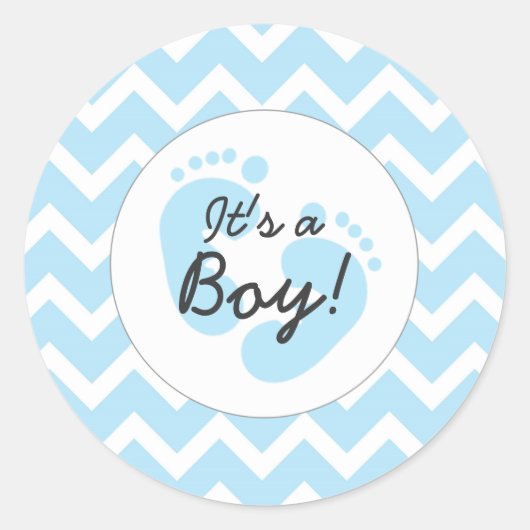 Sticker Rond bleu c'est un garçon baby shower enveloppe scellés (Devant)