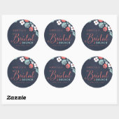 Sticker Rond Bleu Chalkboard Floral Bridal Brunch rond (Feuille)