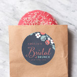 Sticker Rond Bleu Chalkboard Floral Bridal Brunch rond<br><div class="desc">Cet autocollant rond de Bridal Brunch présente une belle florale contre un arrière - plan de tableau noir bleuté, avec le mot "Bridal" dans la police de caractères de script moderne. Utilisez-le pour sceller vos enveloppes de Fête des mariées ou pour la décoration. Consultez d'autres articles Mariages/nuptiaux correspondants dans ma...</div>