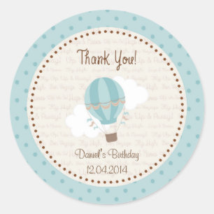 Sticker Rond Bleu chaud d'autocollant d'anniversaire de ballon