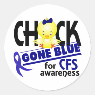 Sticker Rond Bleu Chick Gone Pour le syndrome de fatigue chroni