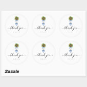 Sticker Rond Bleu Chinoiserie Poterie Orange Topio Merci (Feuille)