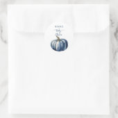 Sticker Rond Bleu Citrouille Aquarelle Boho Baby Boy Douche (Sac)