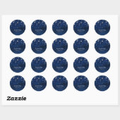 Sticker Rond Bleu clair et argent Starry Night Celestial Faveur (Feuille)