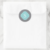 Sticker Rond Bleu clair et Gris Pois Patter (Sac)