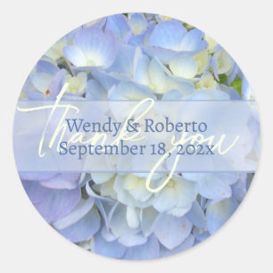 Sticker Rond Bleu clair Hydrangea Mariage Favoriser les Étiquet