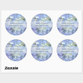 Sticker Rond Bleu clair Hydrangea Mariage Favoriser les Étiquet (Feuille)