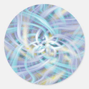 Sticker Rond Bleu clair magique et Fleur claire jaune