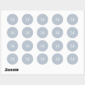Sticker Rond Bleu Clair | Monogramme Mariage (Feuille)