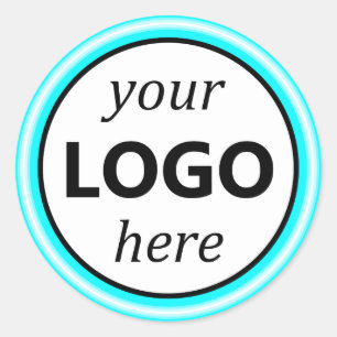 Sticker Rond Bleu clair néon ton cercle logo image photo