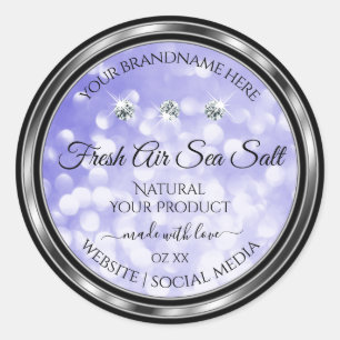 Sticker Rond Bleu clair Parties scintillant Shimmer Produit Éti