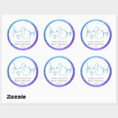 Sticker Rond Bleu clair Parties scintillant violet étoiles Baby (Feuille)