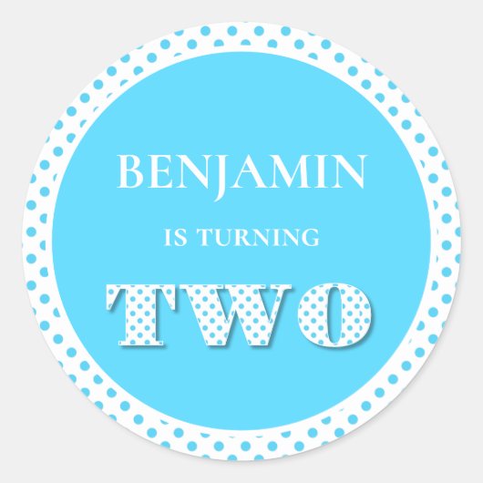 Sticker Rond Bleu clair Tourne deux points Polka (Devant)