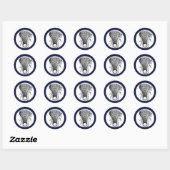 Sticker rond bleu classique de l'équipe de crosse (Feuille)