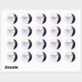 Sticker Rond Bleu classique et or A Freilichen Purim (Feuille)