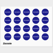 Sticker Rond Bleu cobalt vacciné blanc personnalisable simple (Feuille)