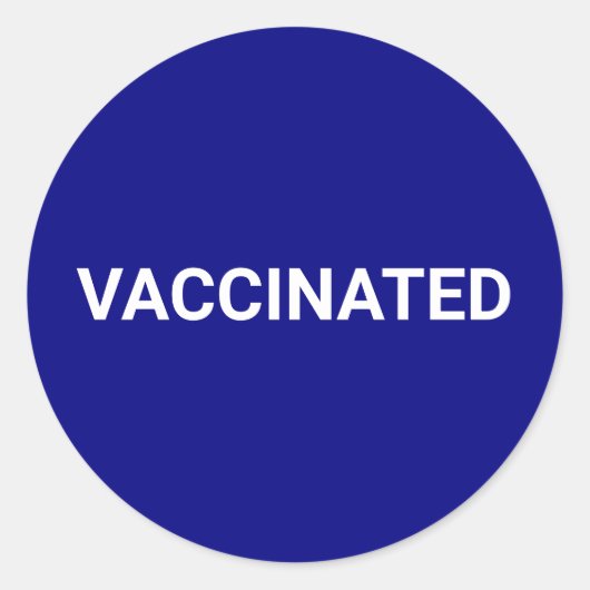 Sticker Rond Bleu cobalt vacciné blanc personnalisable simple (Devant)